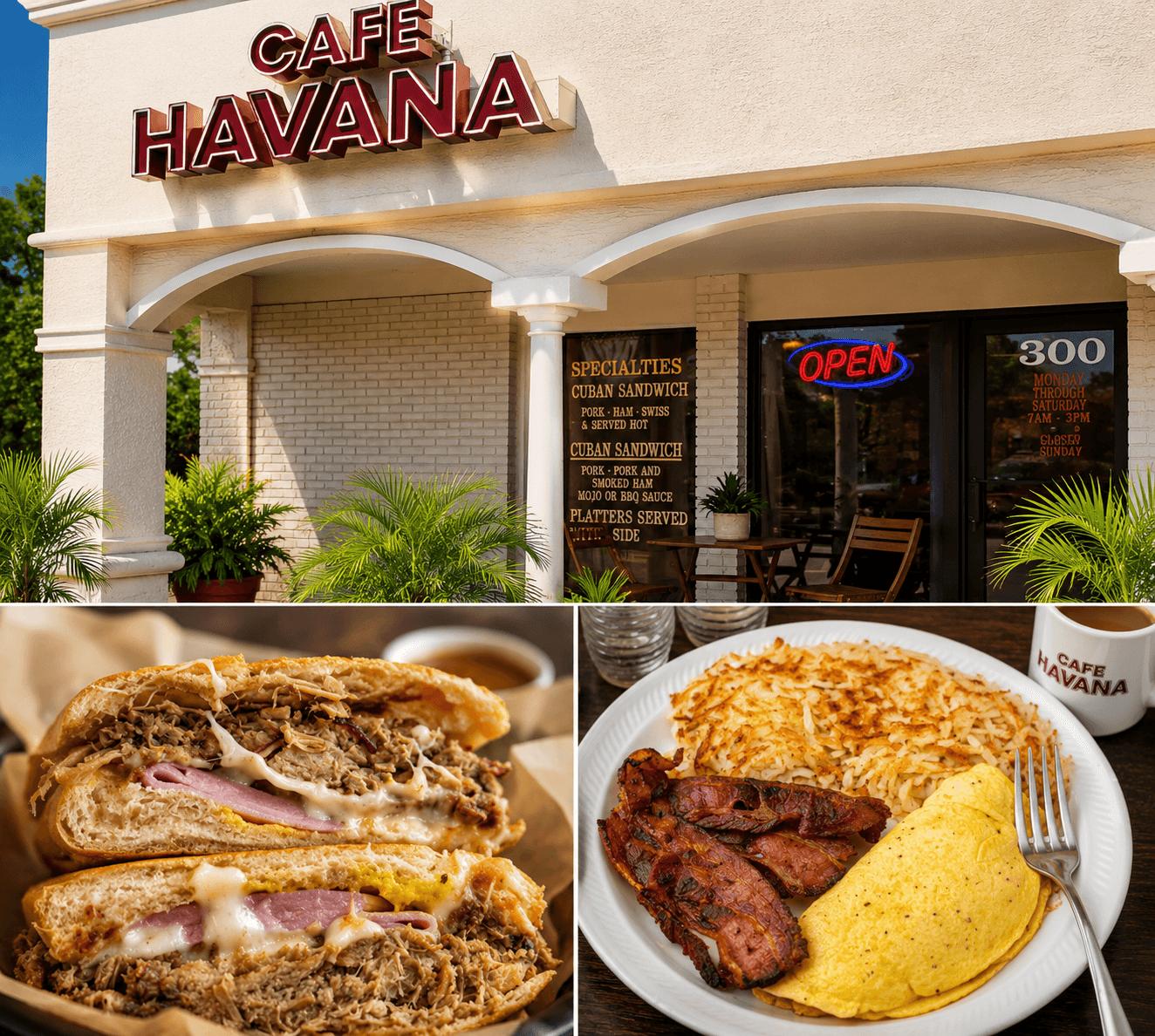 A snapshot of our amazing cafe dishes at Cafe Havana.